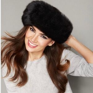 TheFurVault Lenore Marshall Ranch Mink Hat With Fox Trim, AOS, New with Tags